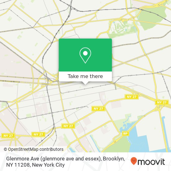 Mapa de Glenmore Ave (glenmore ave and essex), Brooklyn, NY 11208