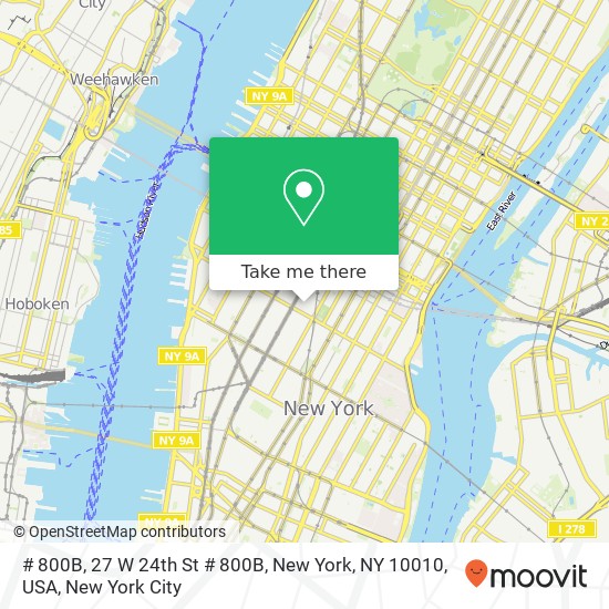 Mapa de # 800B, 27 W 24th St # 800B, New York, NY 10010, USA