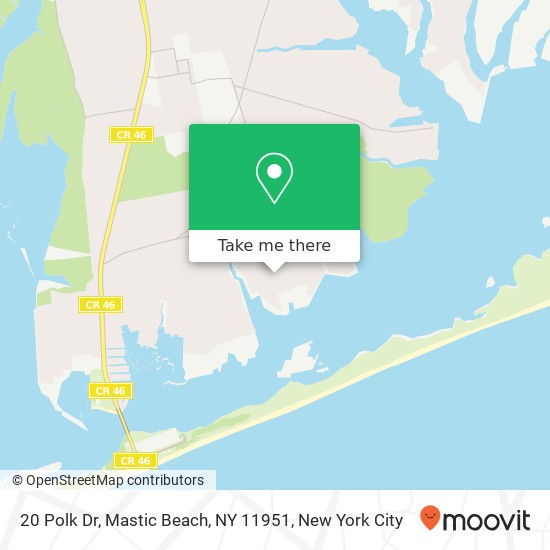 Mapa de 20 Polk Dr, Mastic Beach, NY 11951