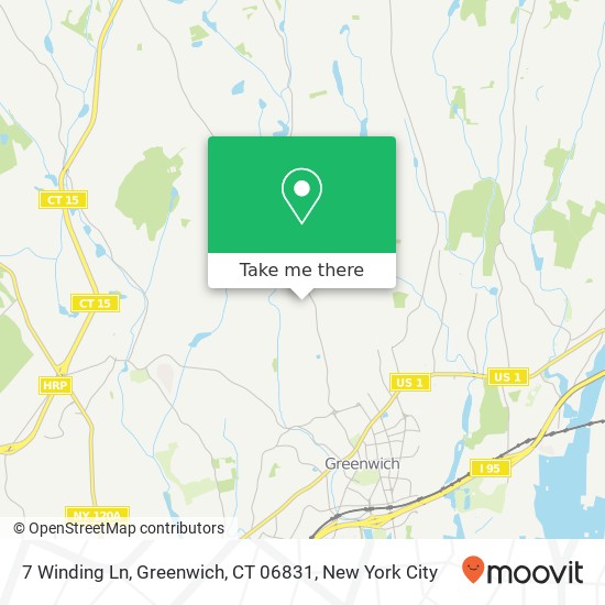 Mapa de 7 Winding Ln, Greenwich, CT 06831
