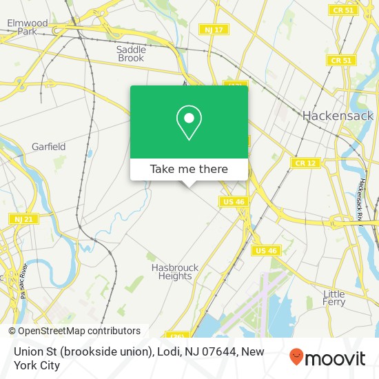 Mapa de Union St (brookside union), Lodi, NJ 07644