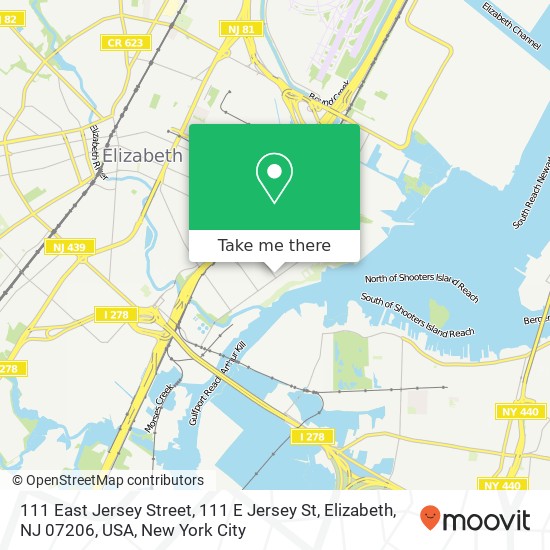 Mapa de 111 East Jersey Street, 111 E Jersey St, Elizabeth, NJ 07206, USA