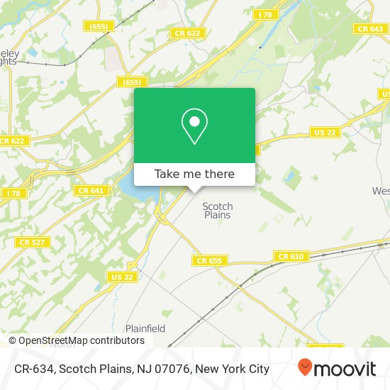 Mapa de CR-634, Scotch Plains, NJ 07076