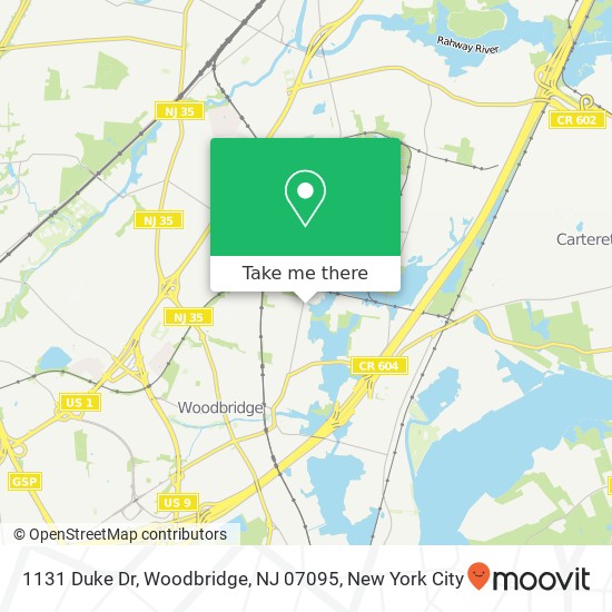 Mapa de 1131 Duke Dr, Woodbridge, NJ 07095