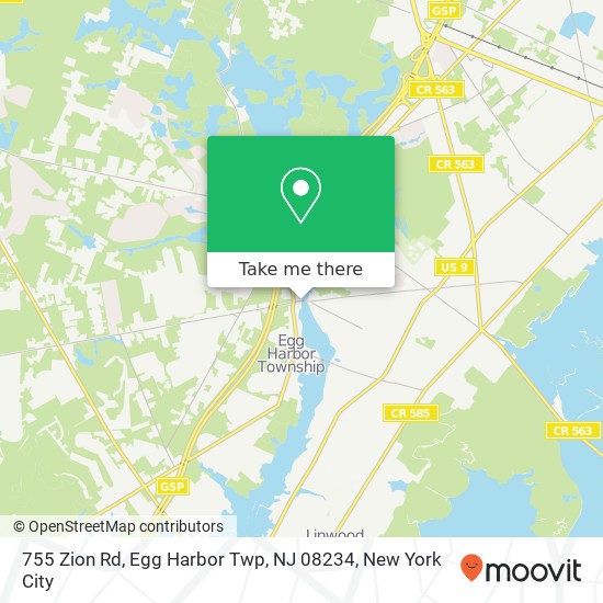 Mapa de 755 Zion Rd, Egg Harbor Twp, NJ 08234