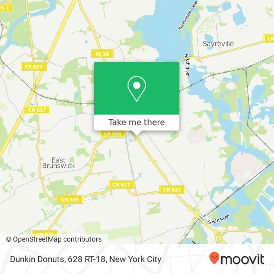 Mapa de Dunkin Donuts, 628 RT-18