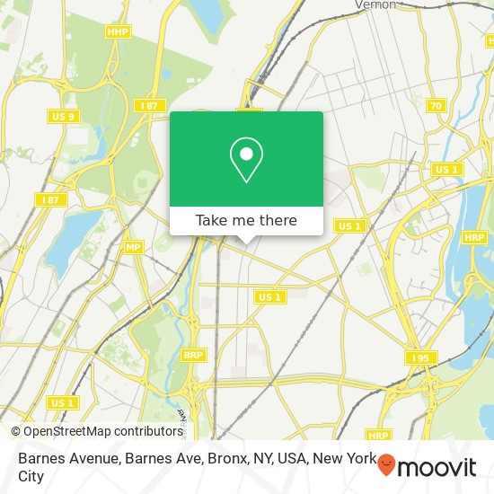 Mapa de Barnes Avenue, Barnes Ave, Bronx, NY, USA
