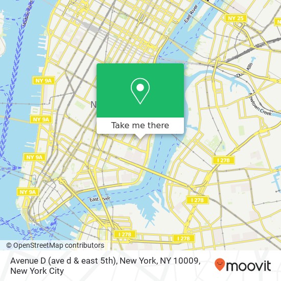 Avenue D (ave d & east 5th), New York, NY 10009 map