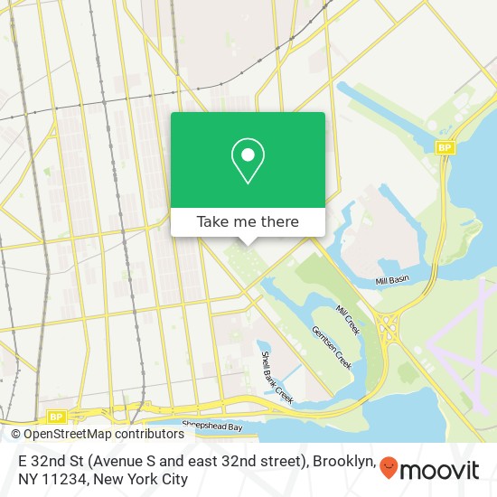 Mapa de E 32nd St (Avenue S and east 32nd street), Brooklyn, NY 11234