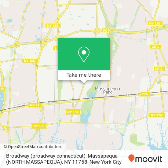 Mapa de Broadway (broadway connecticut), Massapequa (NORTH MASSAPEQUA), NY 11758