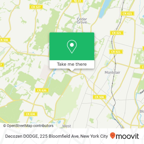 Mapa de Decozen DODGE, 225 Bloomfield Ave