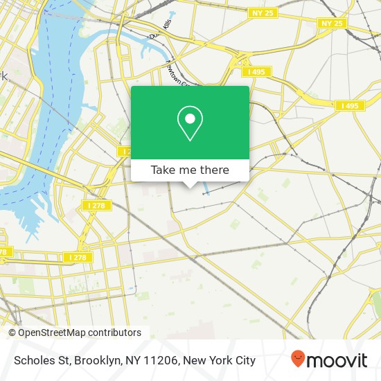 Mapa de Scholes St, Brooklyn, NY 11206