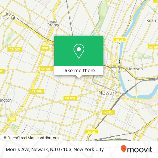Mapa de Morris Ave, Newark, NJ 07103