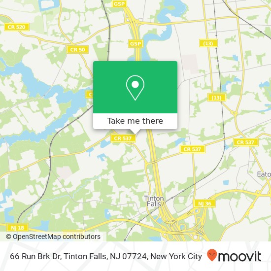 Mapa de 66 Run Brk Dr, Tinton Falls, NJ 07724