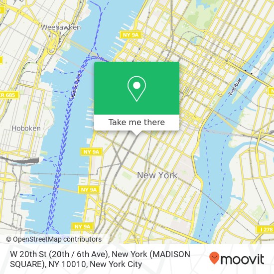 Mapa de W 20th St (20th / 6th Ave), New York (MADISON SQUARE), NY 10010