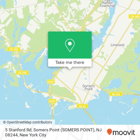 Mapa de 5 Stanford Rd, Somers Point (SOMERS POINT), NJ 08244