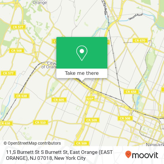Mapa de 11,S Burnett St S Burnett St, East Orange (EAST ORANGE), NJ 07018