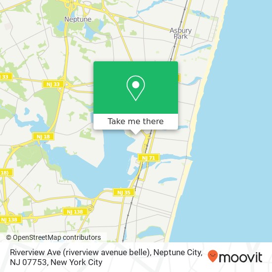 Mapa de Riverview Ave (riverview avenue belle), Neptune City, NJ 07753