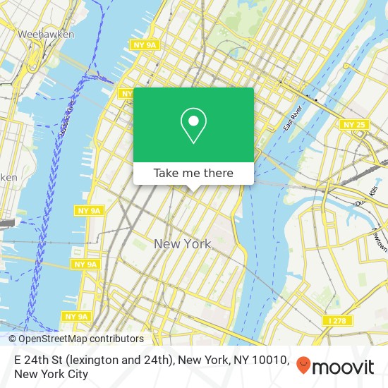 Mapa de E 24th St (lexington and 24th), New York, NY 10010