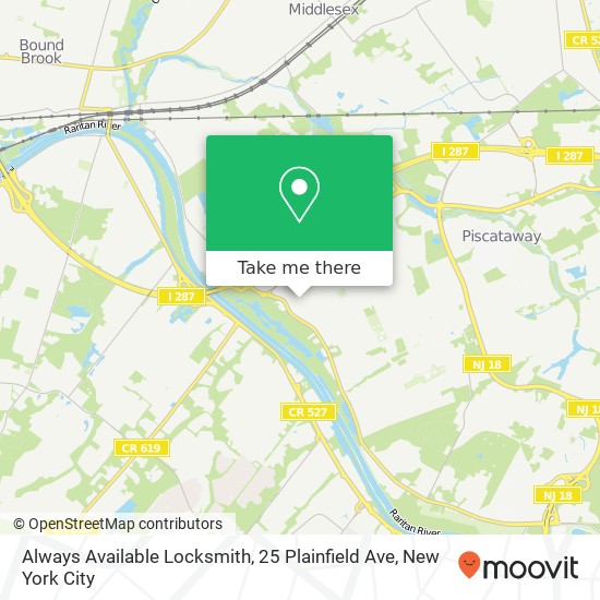 Mapa de Always Available Locksmith, 25 Plainfield Ave