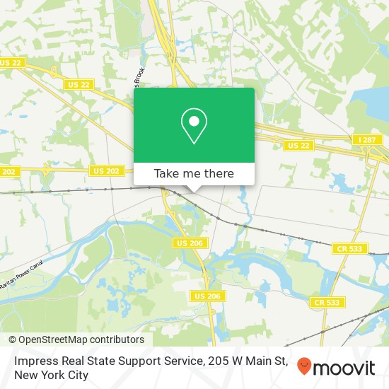 Mapa de Impress Real State Support Service, 205 W Main St
