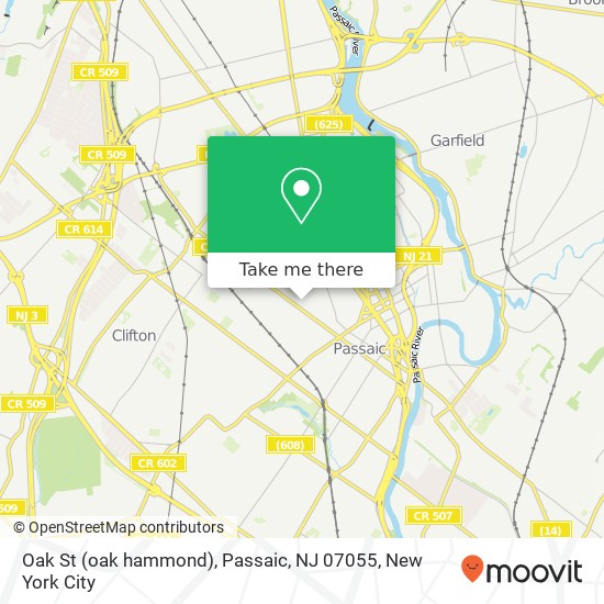 Mapa de Oak St (oak hammond), Passaic, NJ 07055
