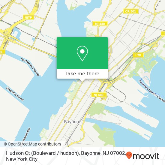 Mapa de Hudson Ct (Boulevard / hudson), Bayonne, NJ 07002