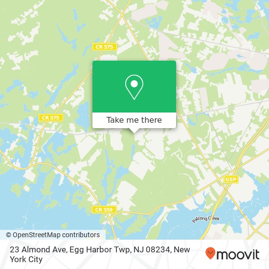 Mapa de 23 Almond Ave, Egg Harbor Twp, NJ 08234