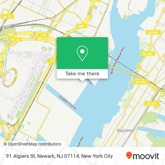 Mapa de 91 Algiers St, Newark, NJ 07114