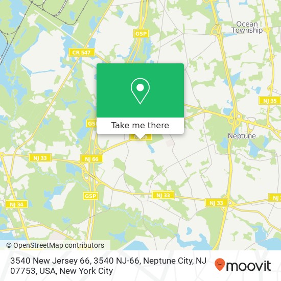 Mapa de 3540 New Jersey 66, 3540 NJ-66, Neptune City, NJ 07753, USA