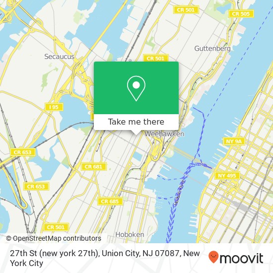 Mapa de 27th St (new york 27th), Union City, NJ 07087