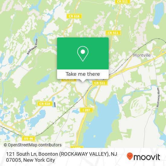 Mapa de 121 South Ln, Boonton (ROCKAWAY VALLEY), NJ 07005