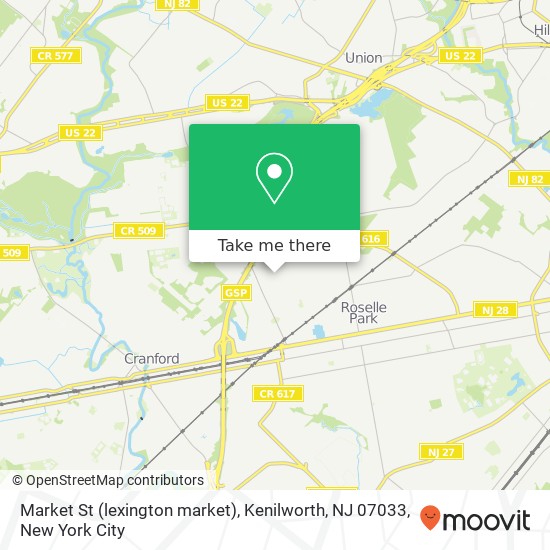 Mapa de Market St (lexington market), Kenilworth, NJ 07033