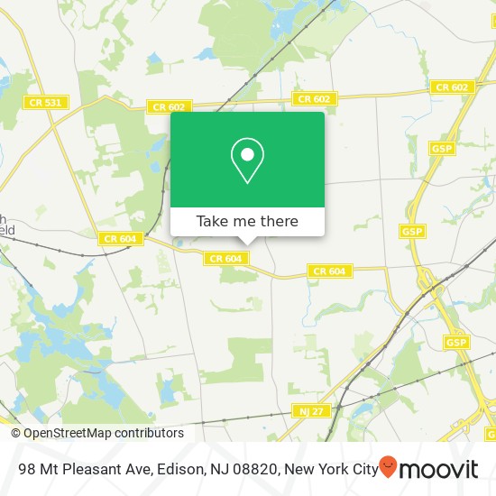 98 Mt Pleasant Ave, Edison, NJ 08820 map