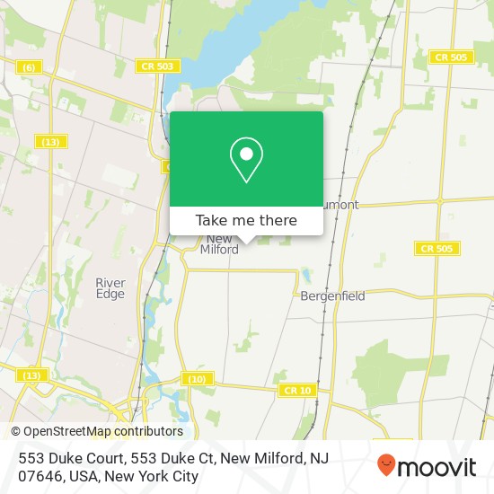 Mapa de 553 Duke Court, 553 Duke Ct, New Milford, NJ 07646, USA