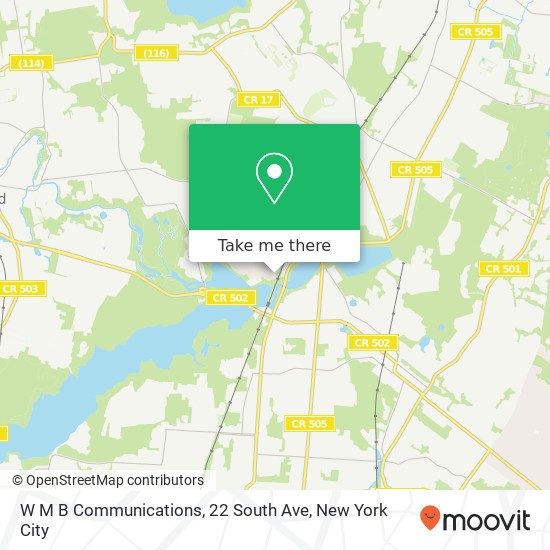 Mapa de W M B Communications, 22 South Ave