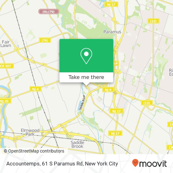 Mapa de Accountemps, 61 S Paramus Rd
