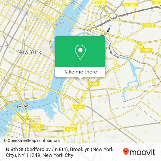 Mapa de N 8th St (bedford av / n 8th), Brooklyn (New York City), NY 11249