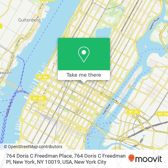 764 Doris C Freedman Place, 764 Doris C Freedman Pl, New York, NY 10019, USA map