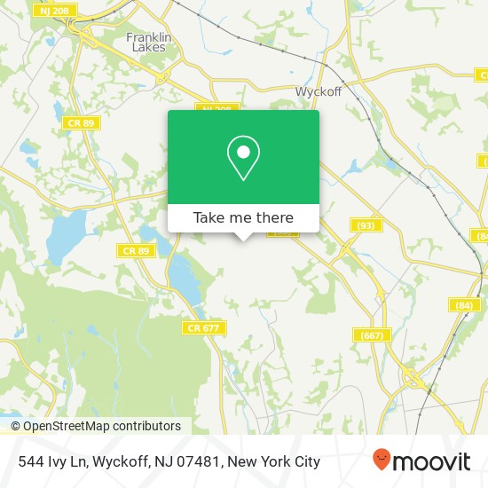 Mapa de 544 Ivy Ln, Wyckoff, NJ 07481