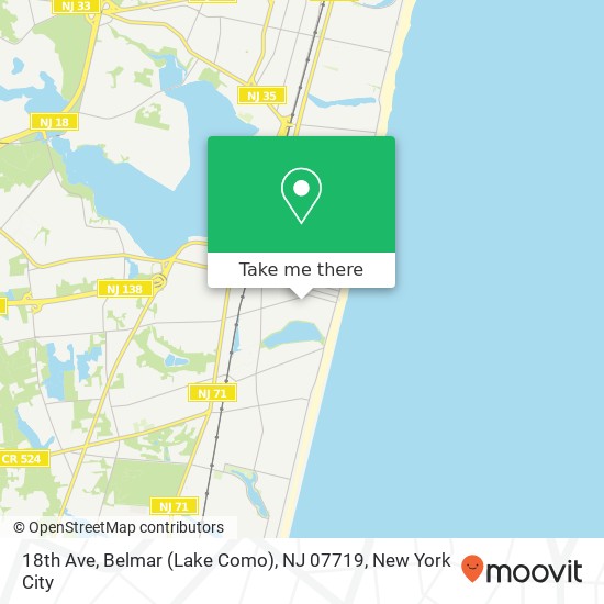 Mapa de 18th Ave, Belmar (Lake Como), NJ 07719