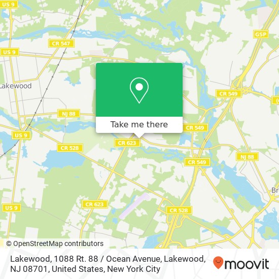 Lakewood, 1088 Rt. 88 / Ocean Avenue, Lakewood, NJ 08701, United States map