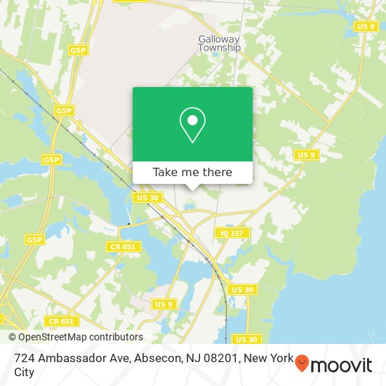 Mapa de 724 Ambassador Ave, Absecon, NJ 08201