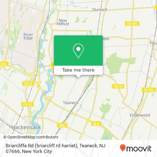 Mapa de Briarcliffe Rd (briarcliff rd harriet), Teaneck, NJ 07666