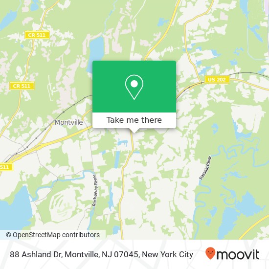 Mapa de 88 Ashland Dr, Montville, NJ 07045