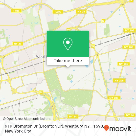 Mapa de 919 Brompton Dr (Bromton Dr), Westbury, NY 11590