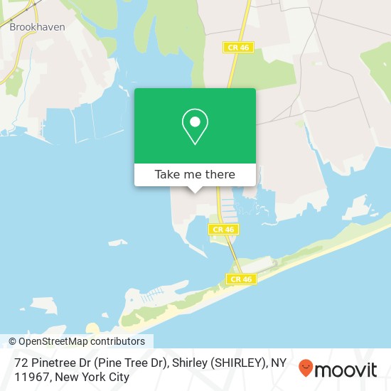 Mapa de 72 Pinetree Dr (Pine Tree Dr), Shirley (SHIRLEY), NY 11967