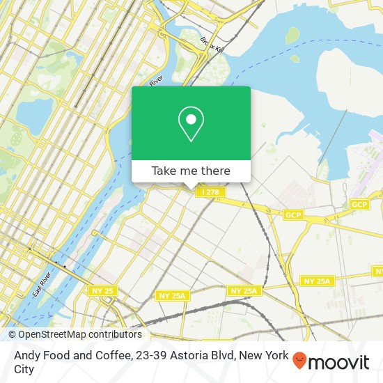 Mapa de Andy Food and Coffee, 23-39 Astoria Blvd
