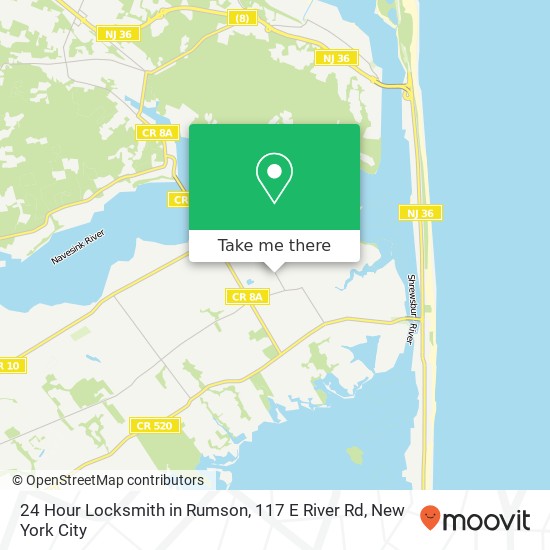 24 Hour Locksmith in Rumson, 117 E River Rd map