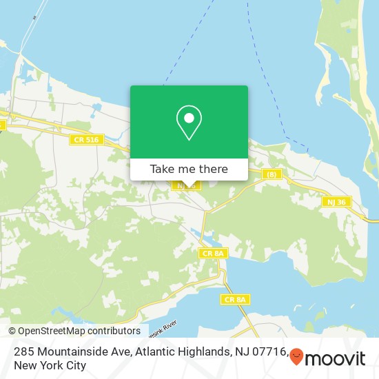 Mapa de 285 Mountainside Ave, Atlantic Highlands, NJ 07716